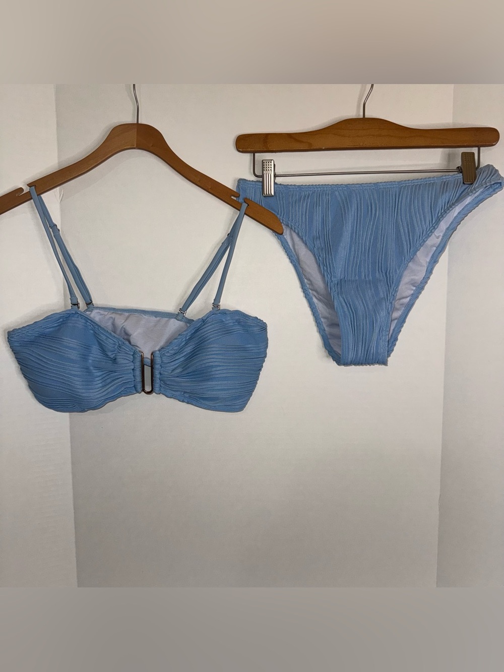 Light Blue Pleated Bikini Set